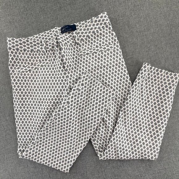 GAP Ankle Pants Cream & Black Color 10 Regular Cotton Blend Low Rise Office, - Picture 1 of 14
